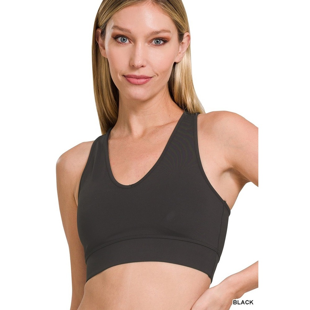 Zenana Athletic Racerback Cropped‎ Tank Top Black Small NEW